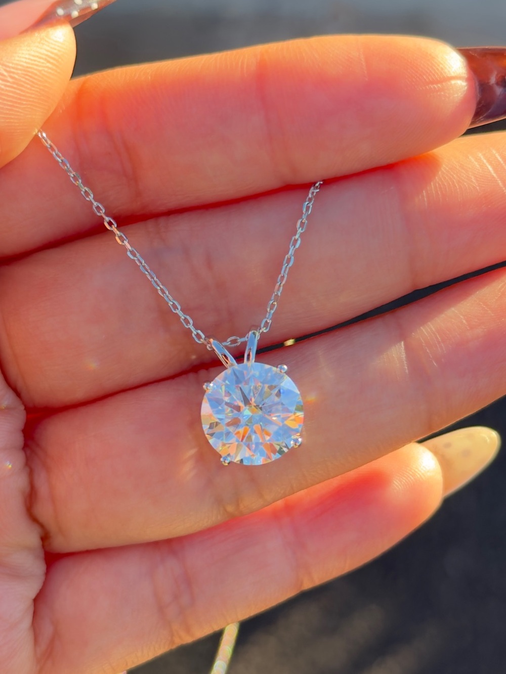 5ct round cut real large Moissanite stone vvs1 necklace